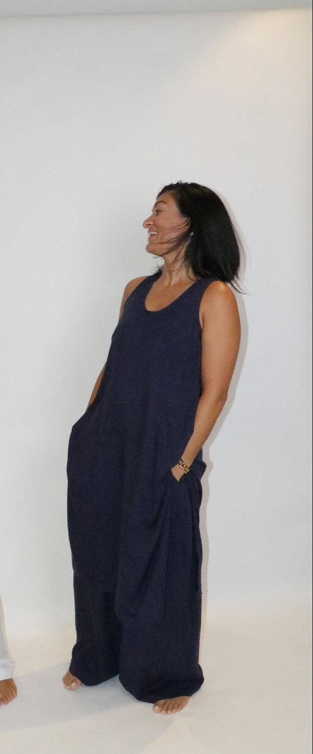 Two Piece Leisure Wear Set-Navy Blue — front view | VIVI & CO