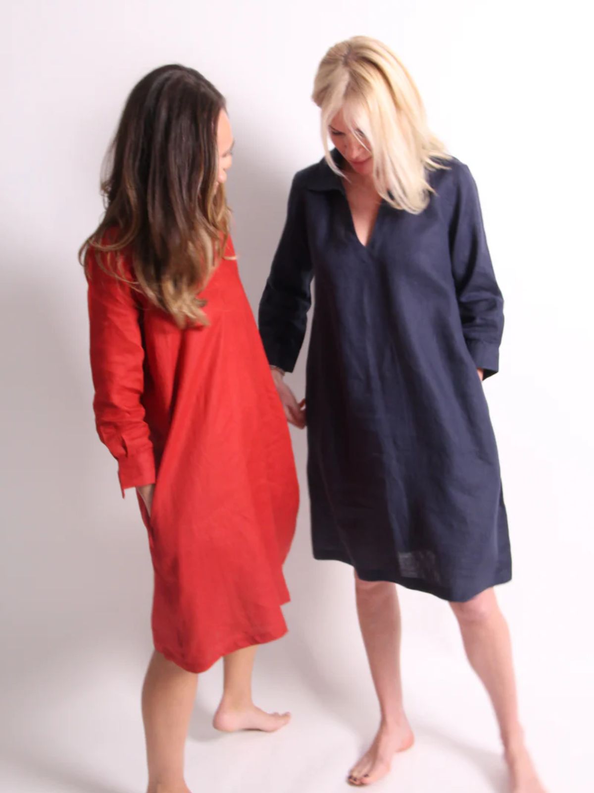 Linen Day Dress-Deep Blue