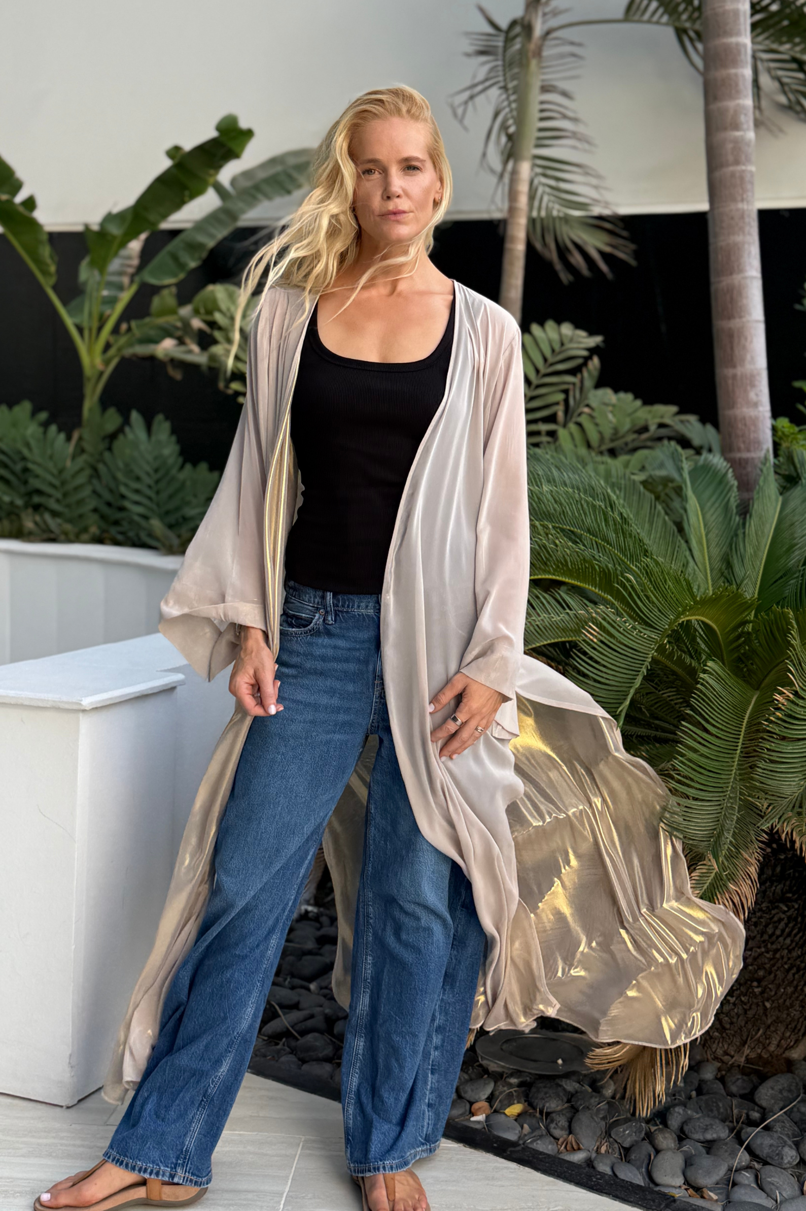 Iconic Chiffon Gilet – Crème & Gold