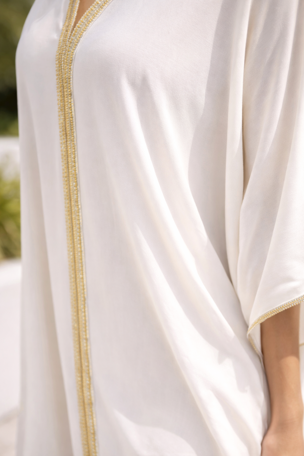 Athena Maxi Dress - Lime Green Trim — back view | VIVI & CO