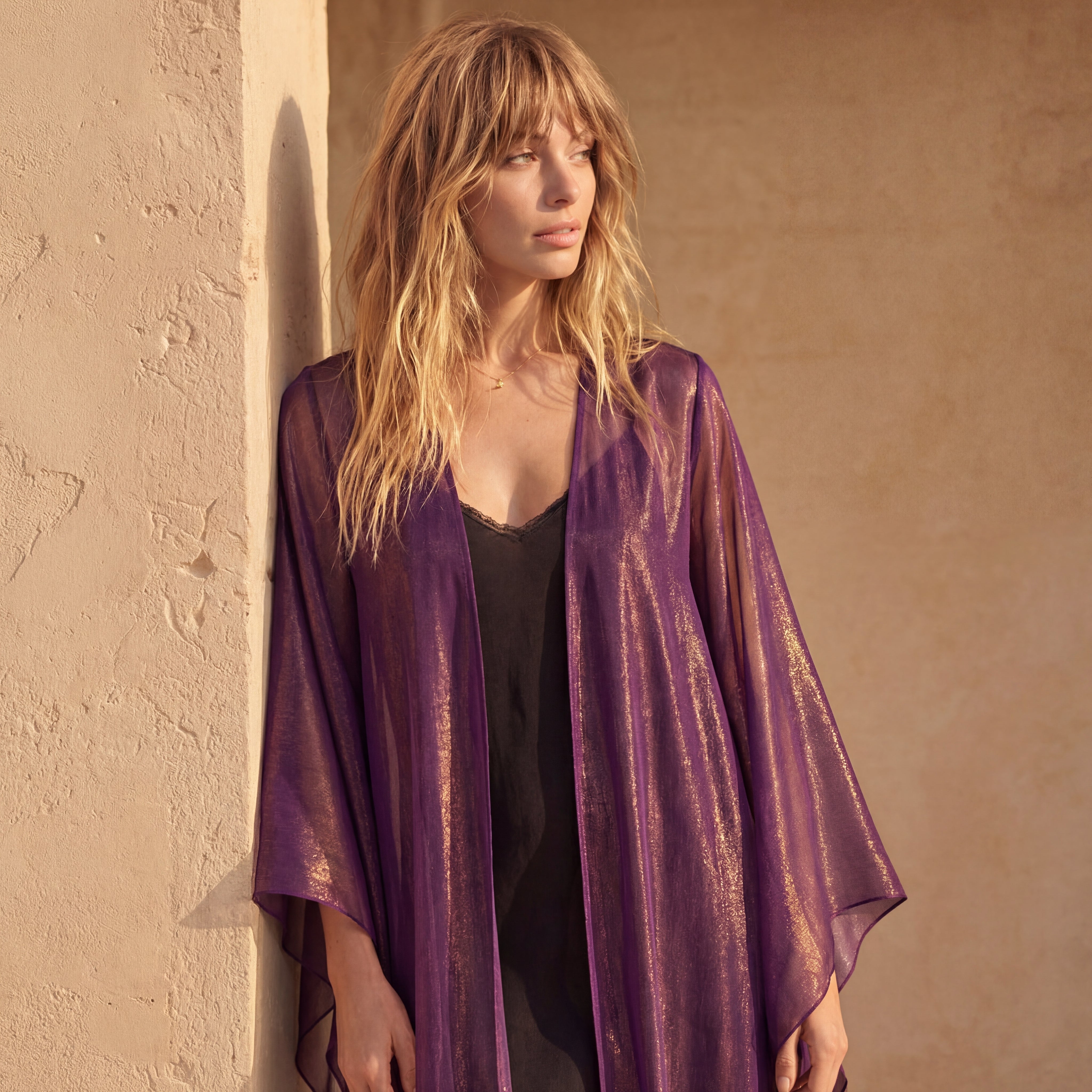 Iconic Chiffon Gilet – Aubergine