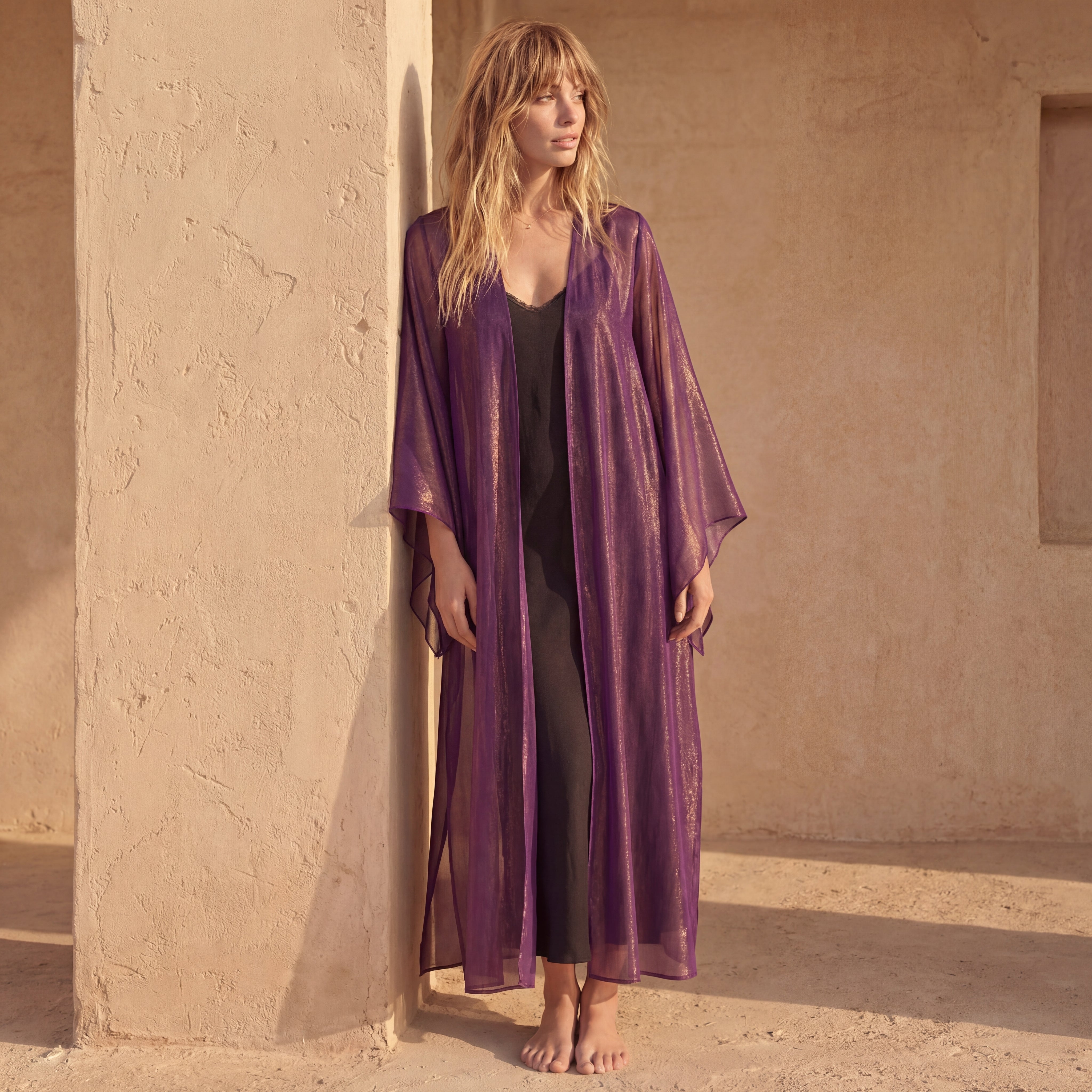 Iconic Chiffon Gilet – Aubergine