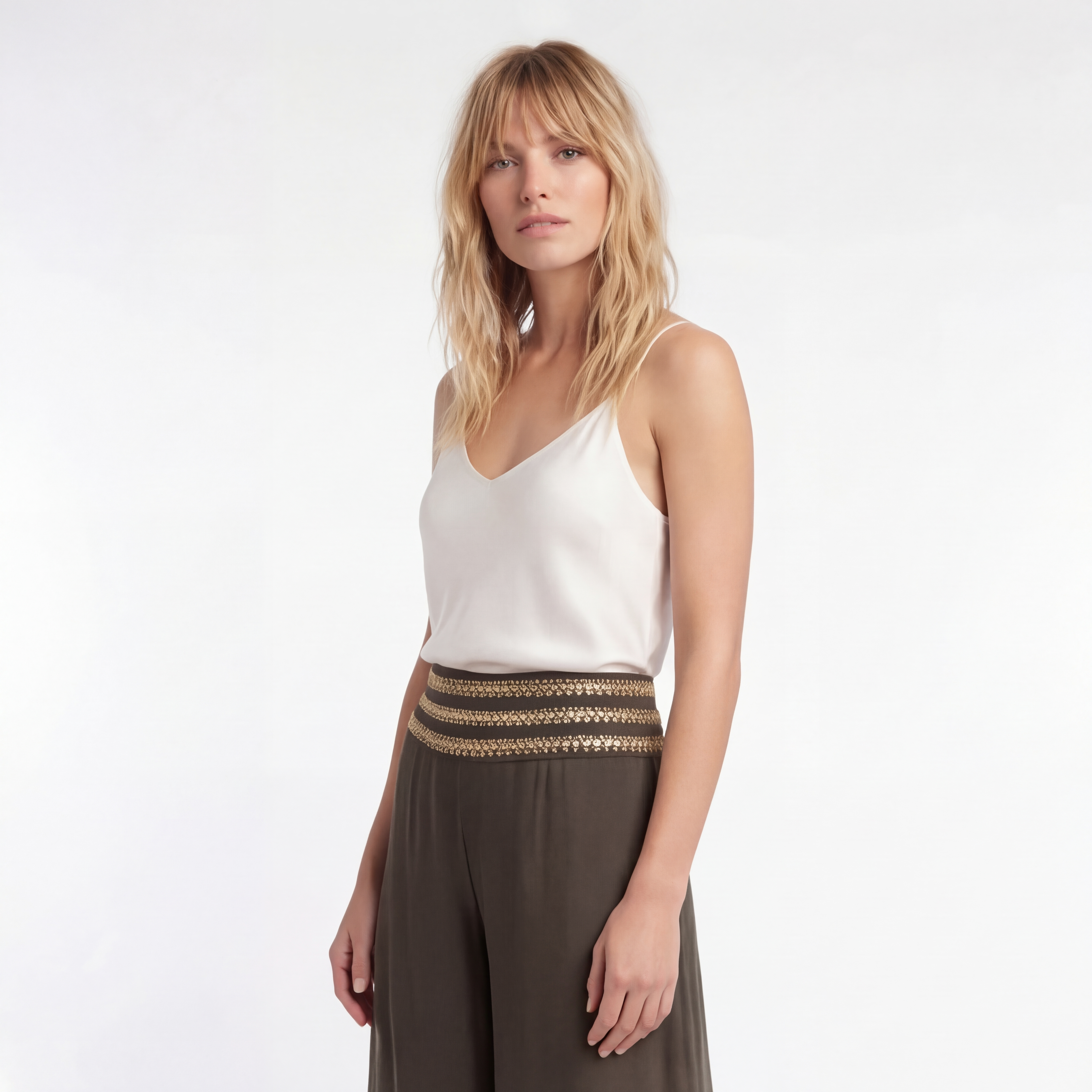 Palazzo Pants – Bottle Green with Swarovski trim