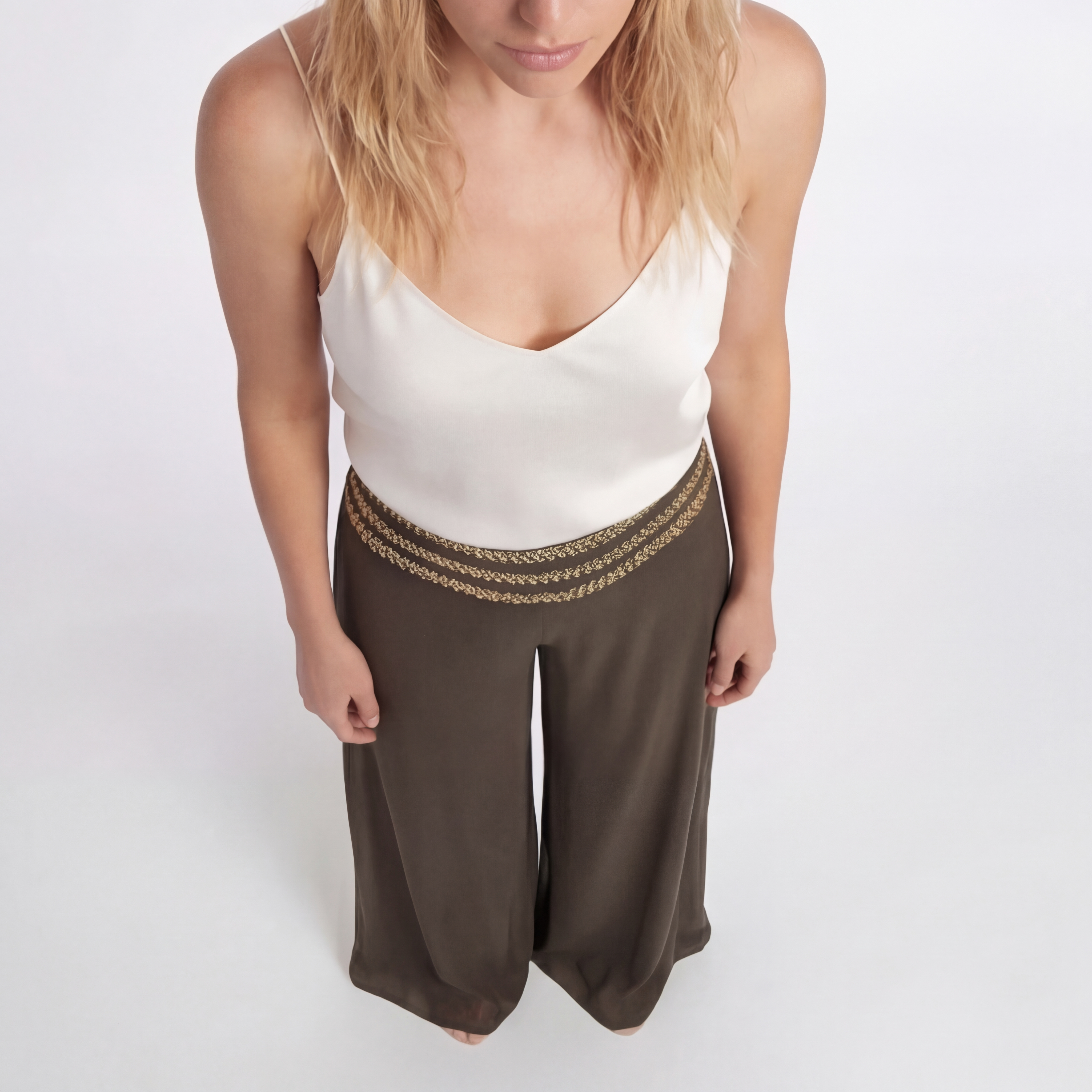 Palazzo Pants – Bottle Green with Swarovski trim
