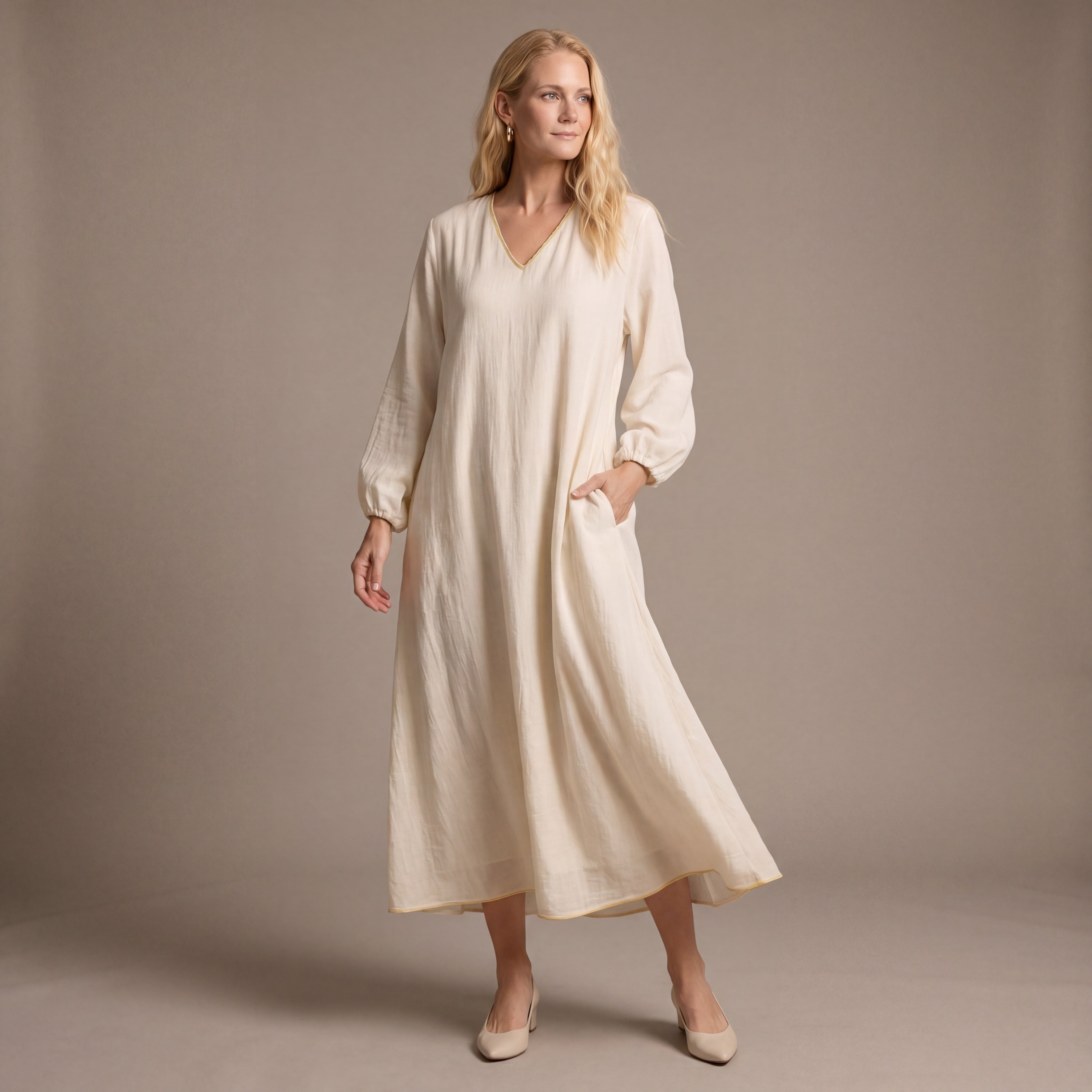 Athena Maxi Dress - Lime Green Trim