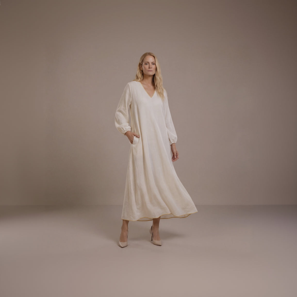 Athena Maxi Dress - Lime Green Trim