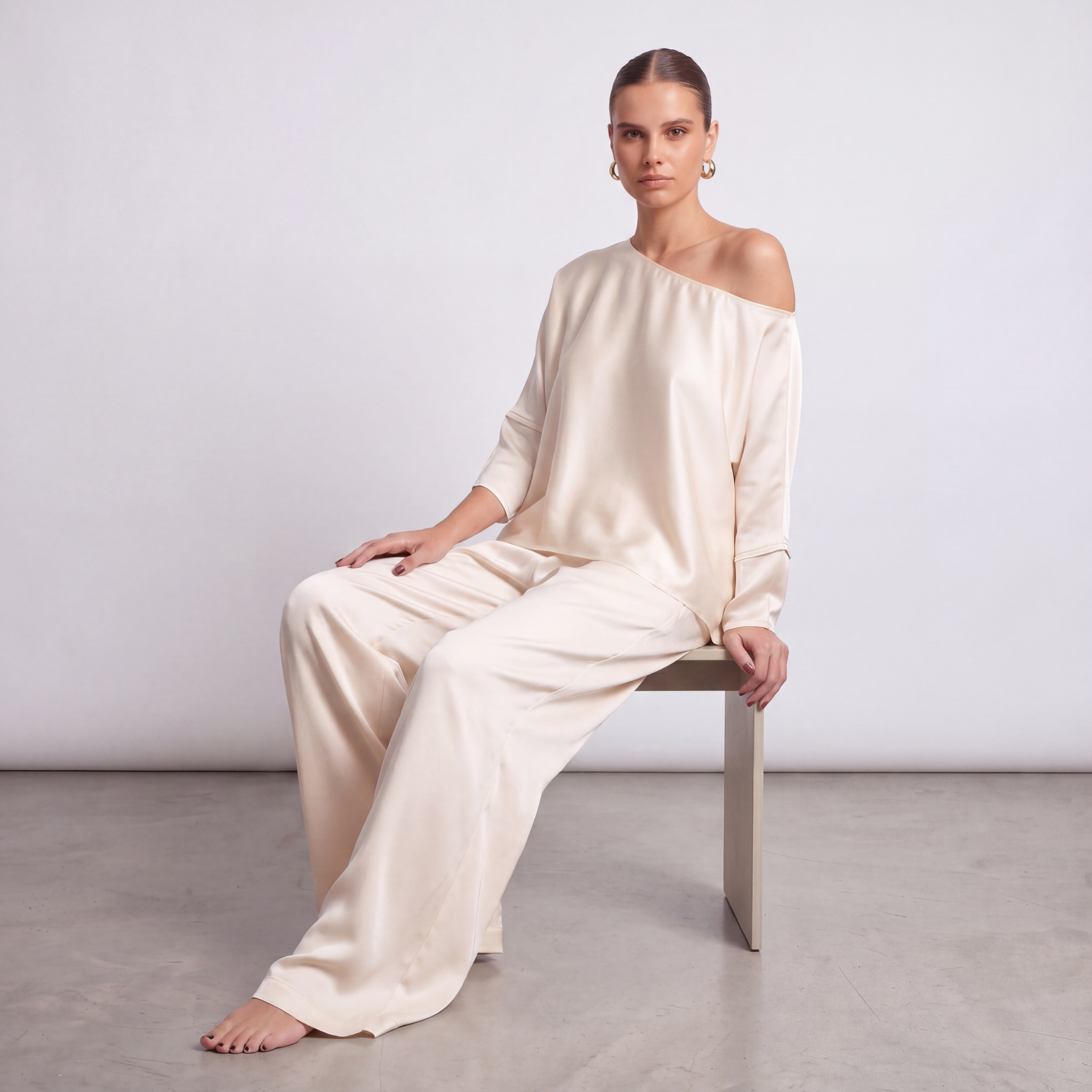 Cha Cha Jumpsuit - Soft Ivory Set with Matching Soho Drape Top