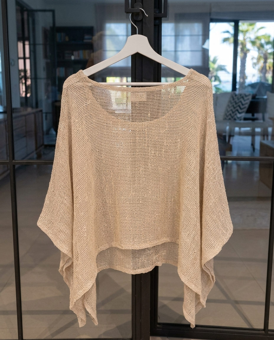 Shelley Ibiza Throw Top - back, on hanger