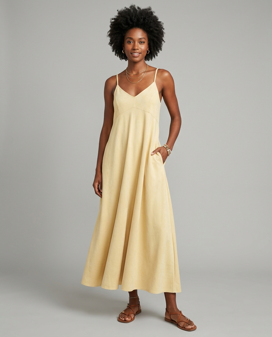 Jay Swing Dress - Soft Butter — front view | VIVI & CO