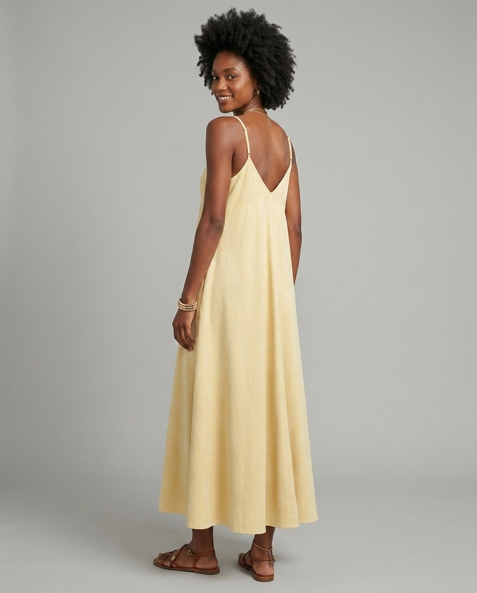 Jay Swing Dress - Soft Butter — back view | VIVI & CO