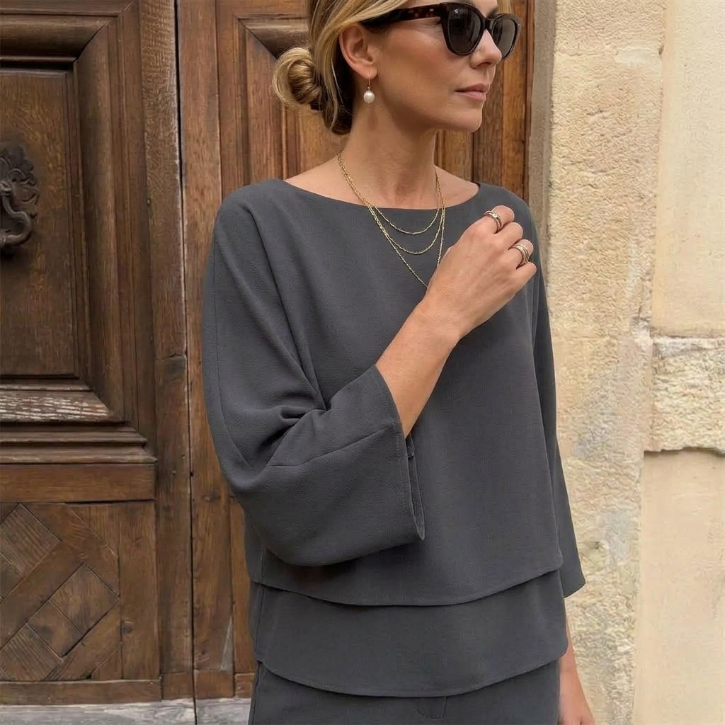 Included piece: Essential Overlay Top - Slate - detail