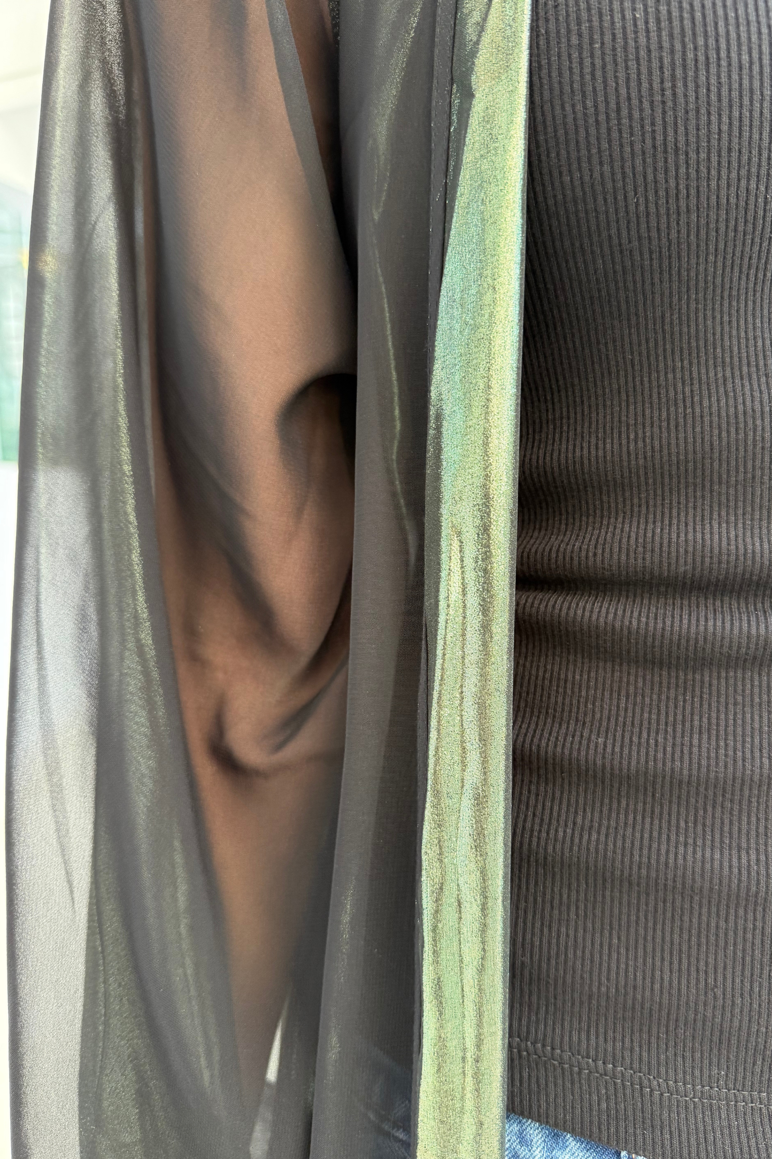 Iconic Chiffon Gilet – Black & Green