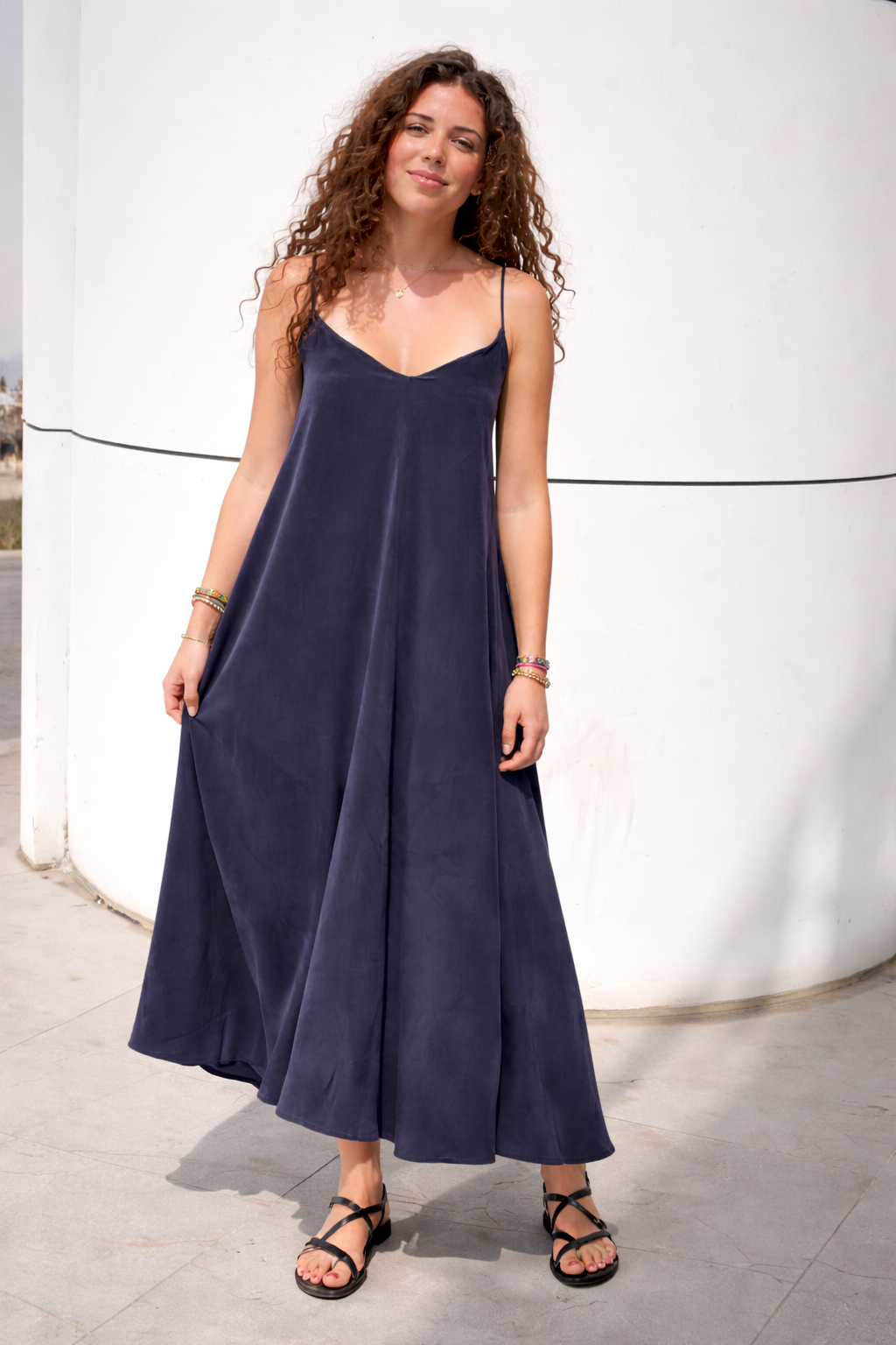 Jay Swing Dress - Navy — front view | VIVI & CO