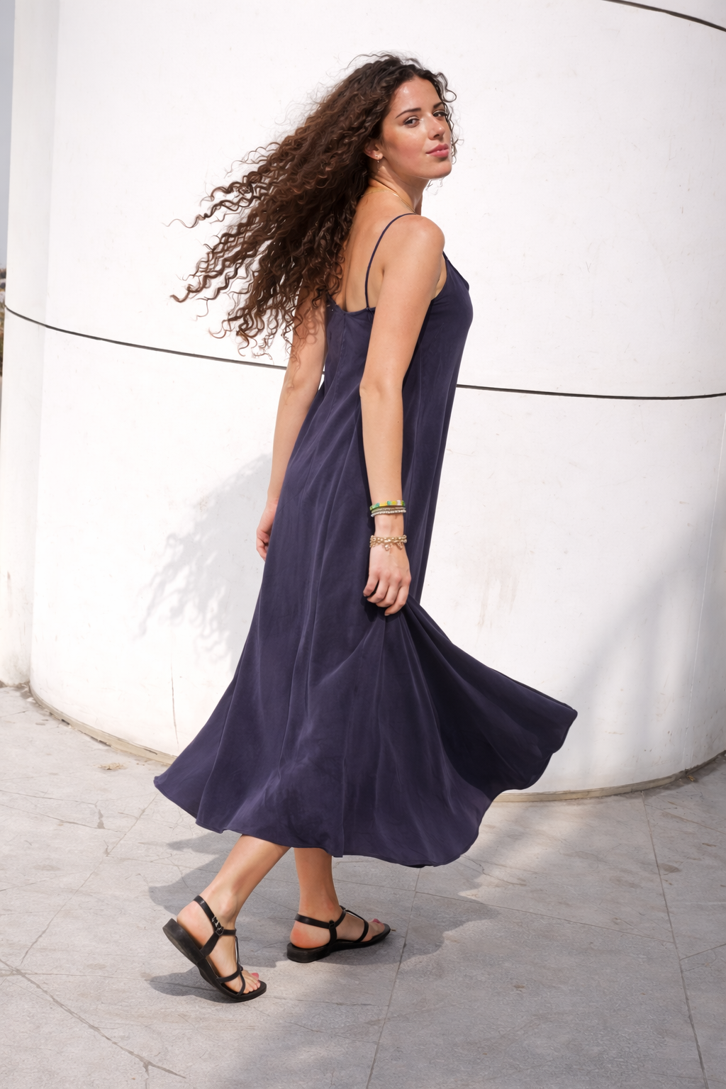 Jay Swing Dress - Navy — back view | VIVI & CO