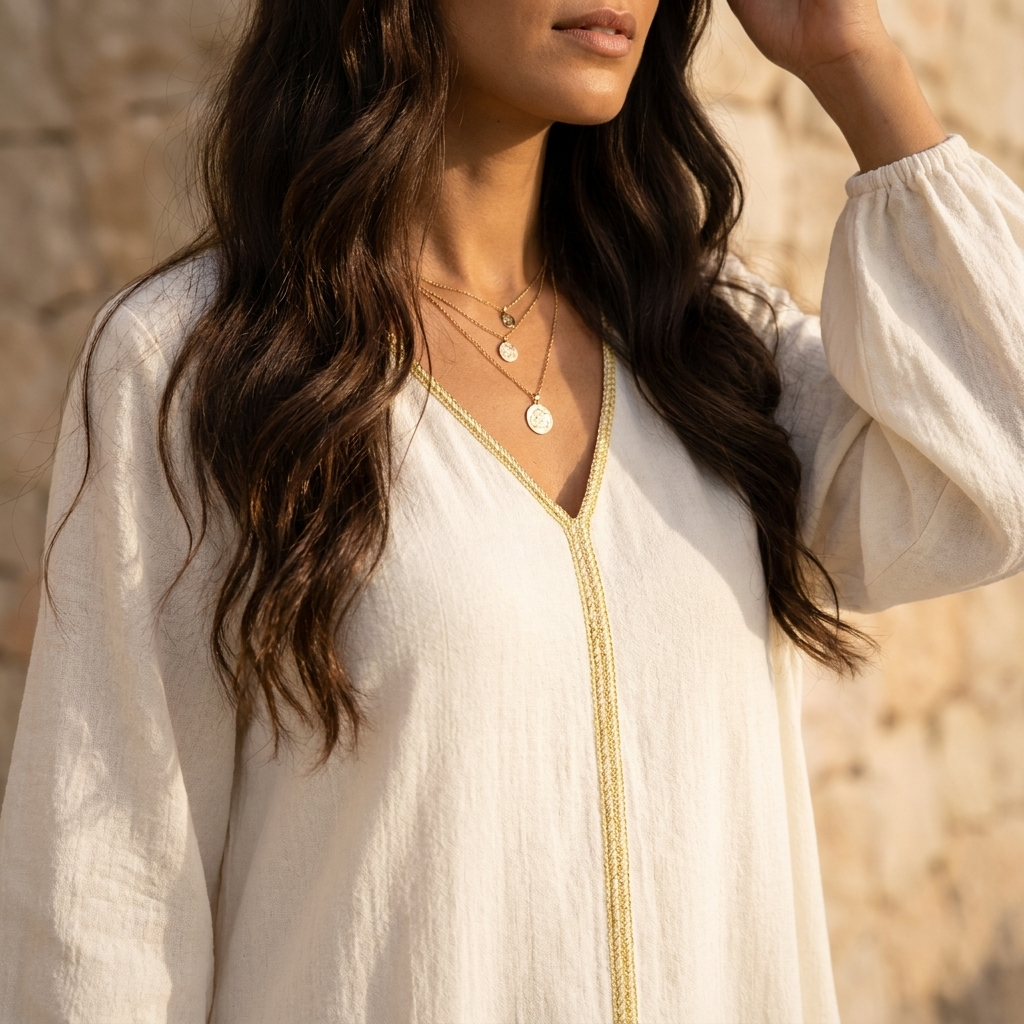 Athena Maxi Dress - Gold Trim