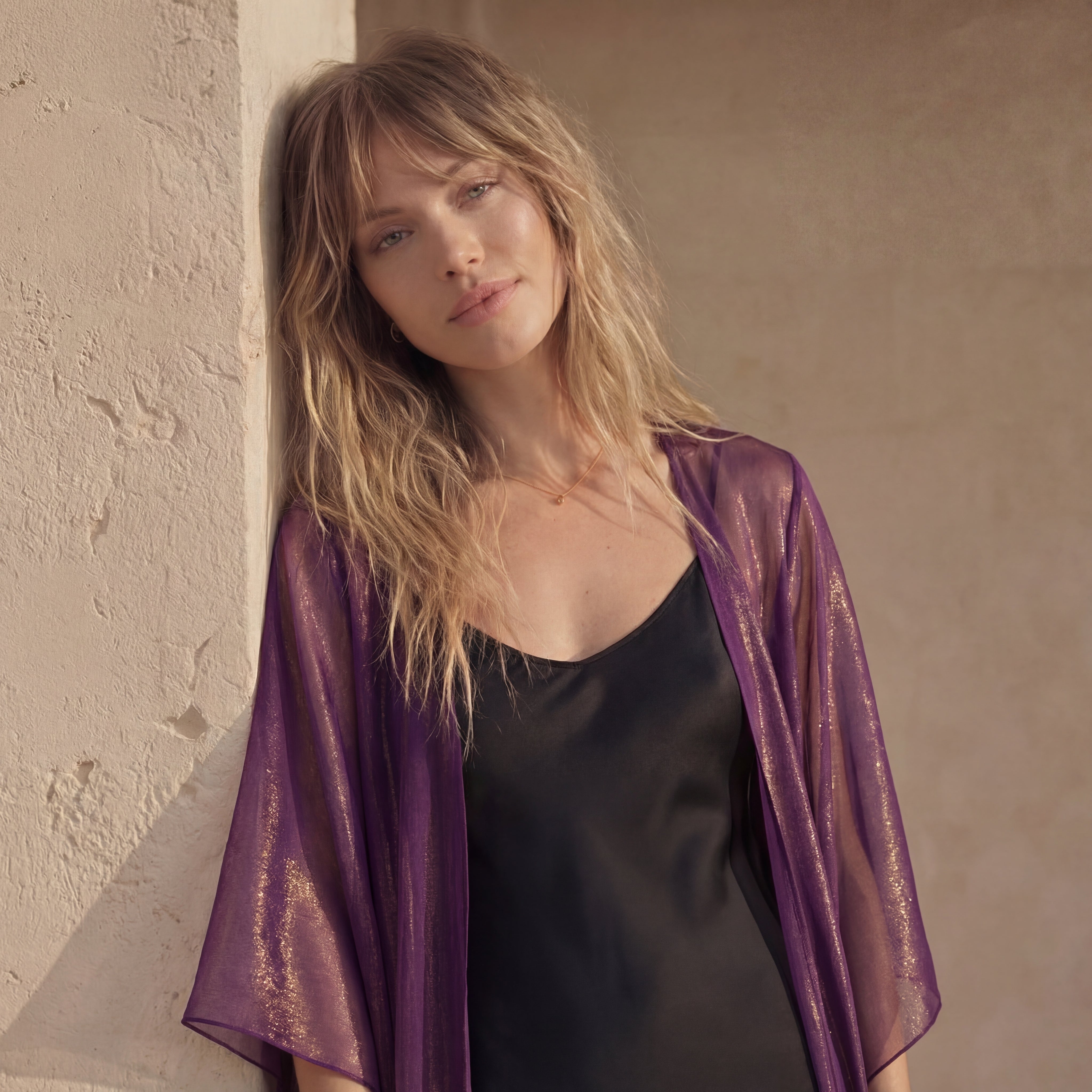 Iconic Chiffon Gilet – Aubergine