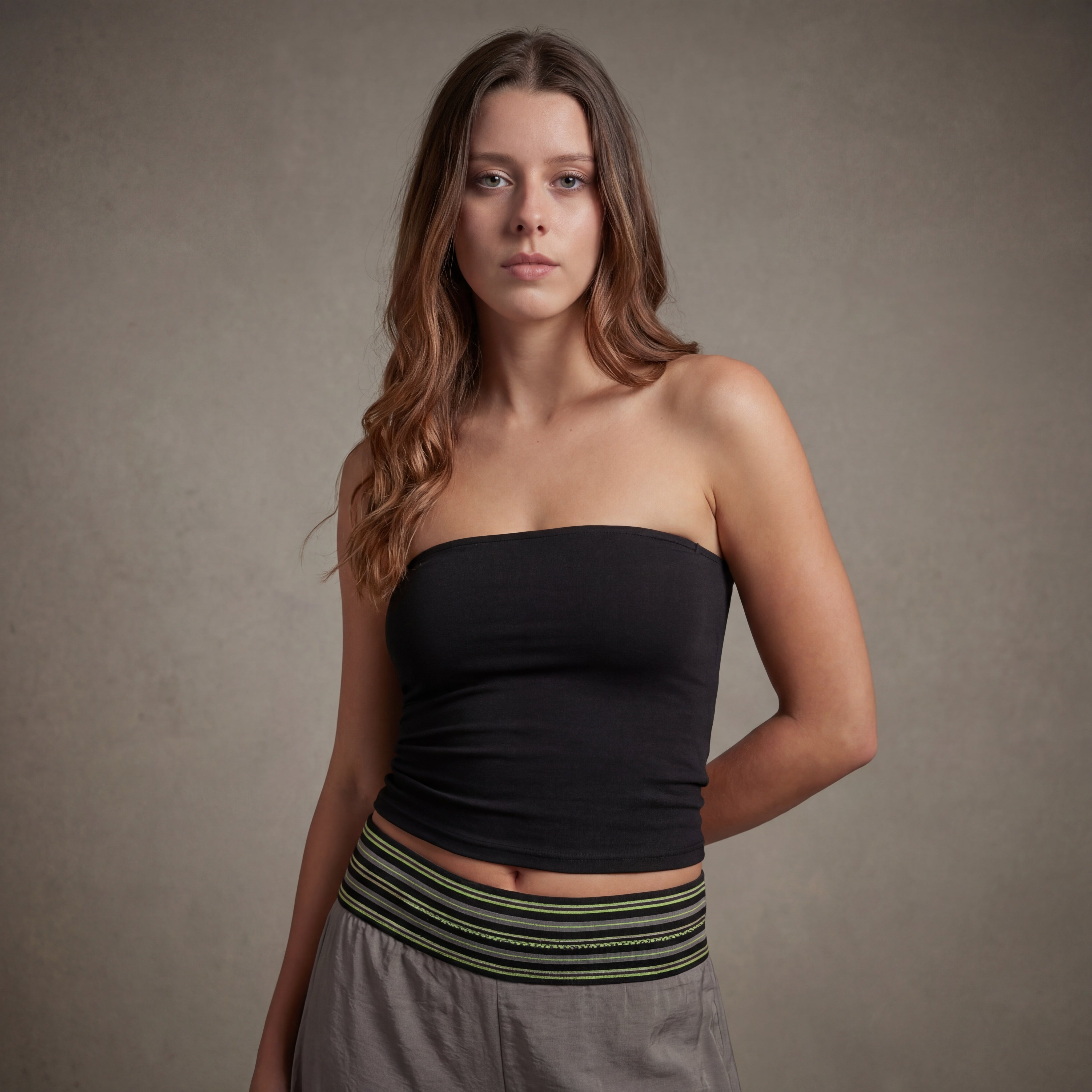 Palazzo Pants – Grey with Lime Green Trim