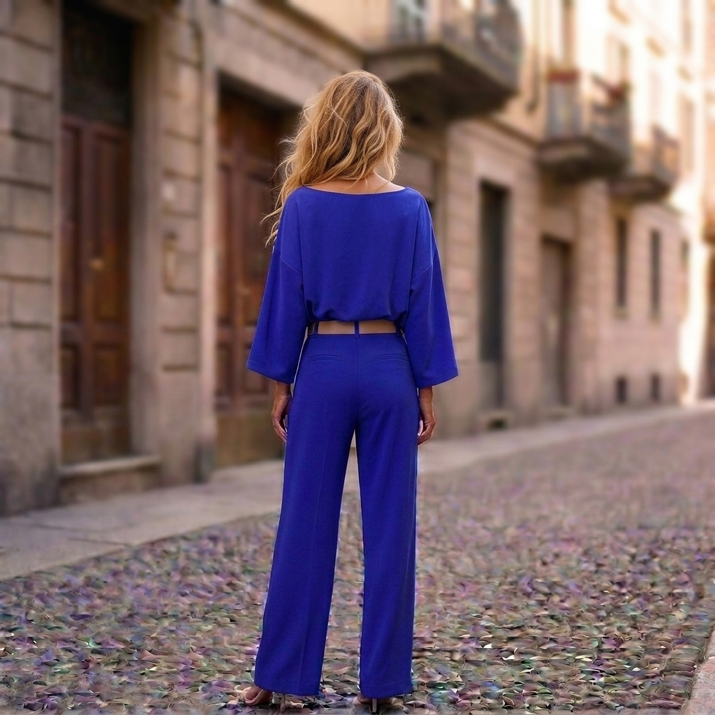 Essential Elegant Top and Tailored Trouser Set — Cobalt Blue